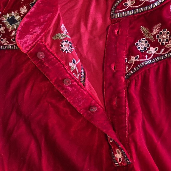 Zara woman Red Velvet embroidered tunic Opulent Holiday - Picture 8 of 14